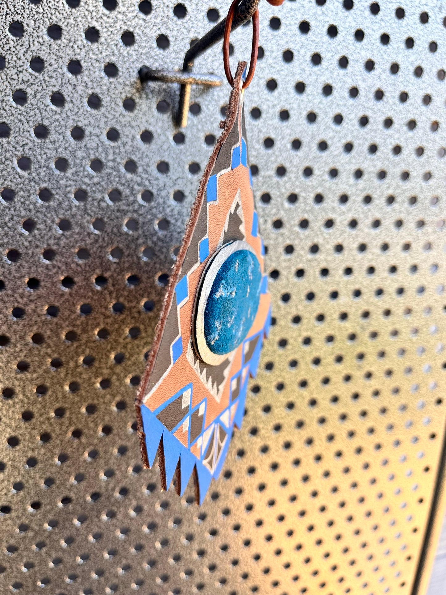 Aztec western turquoise and silver ornament