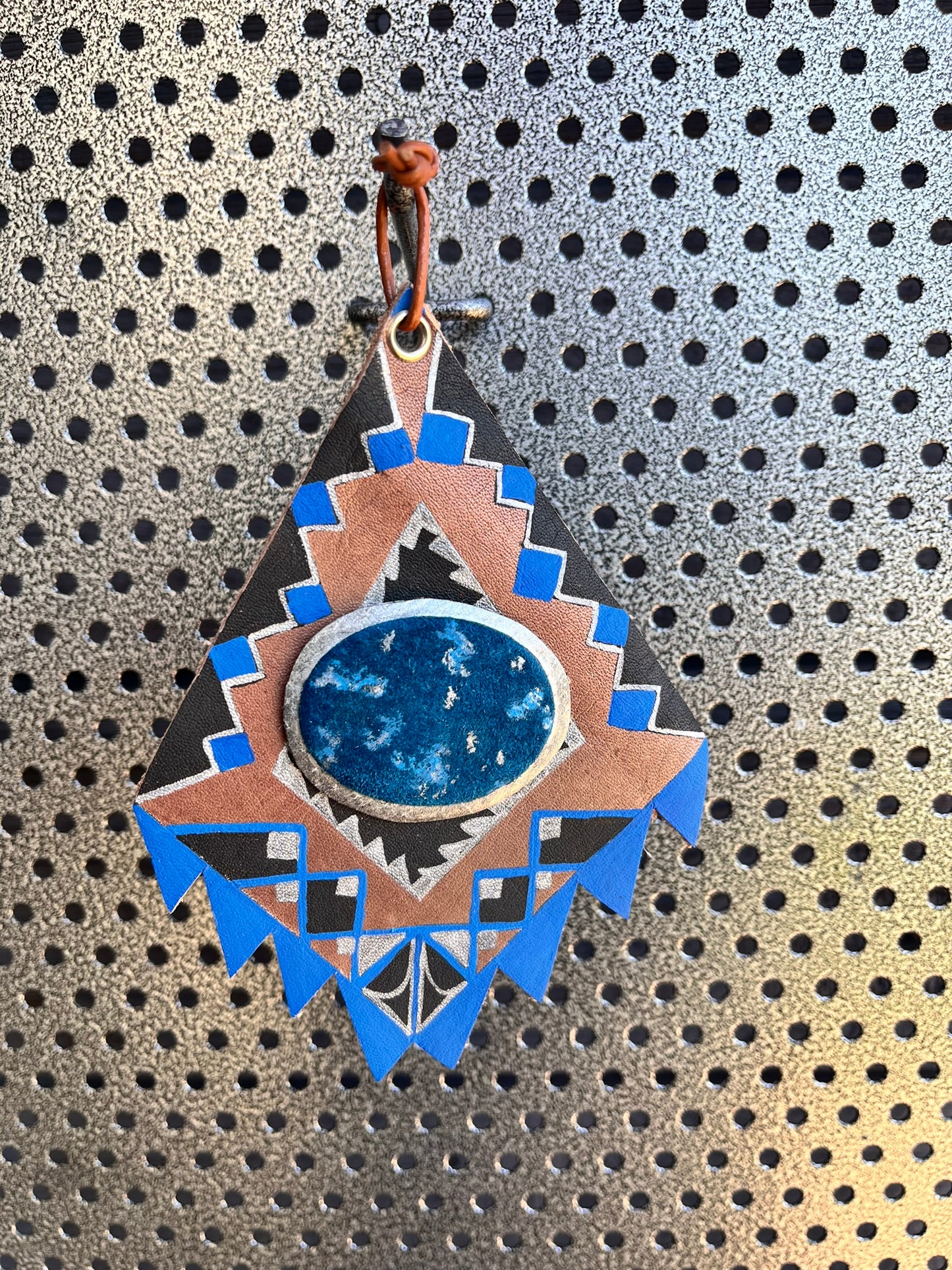 Aztec western turquoise and silver ornament