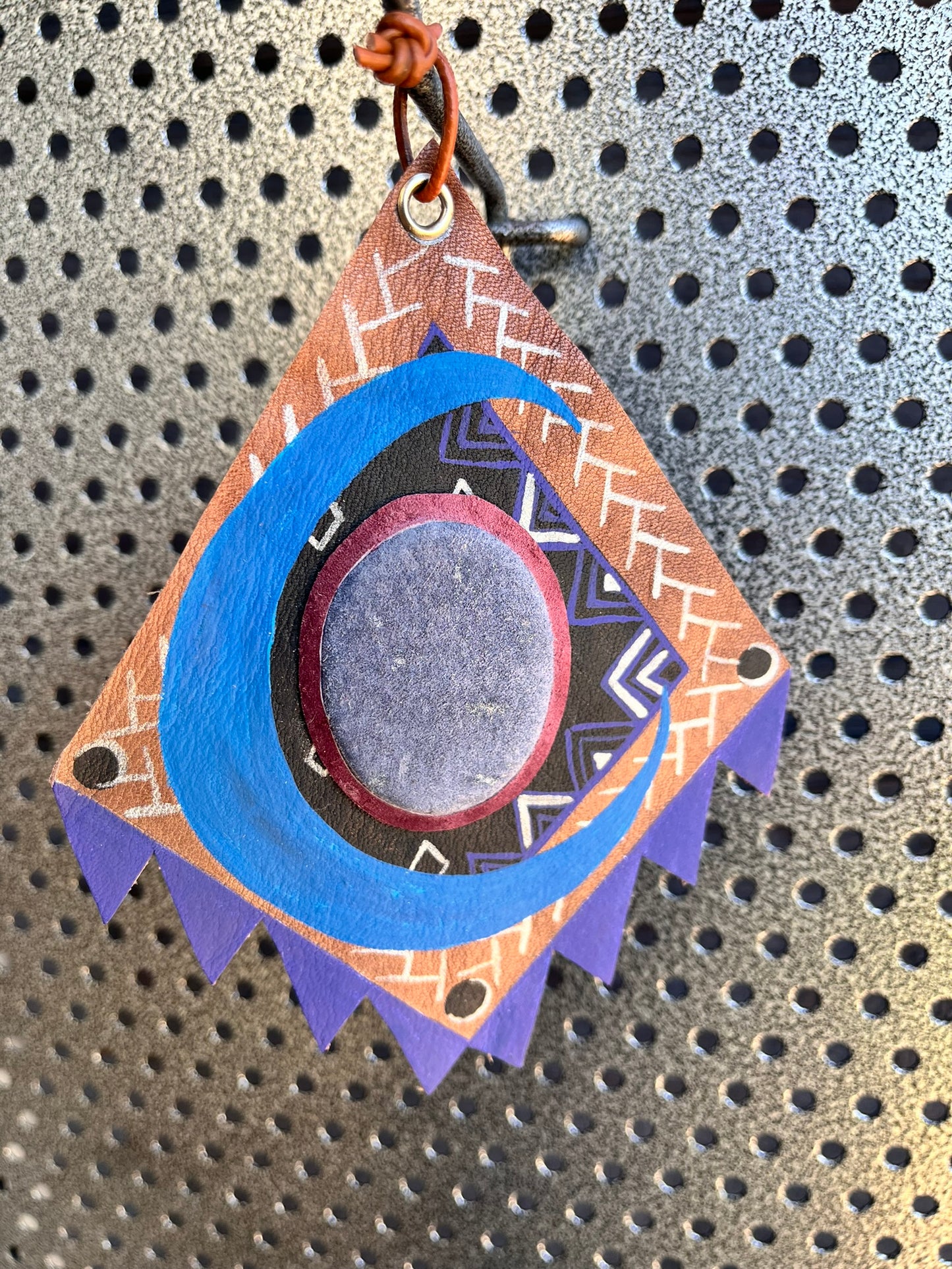 Blue moon leather ornament