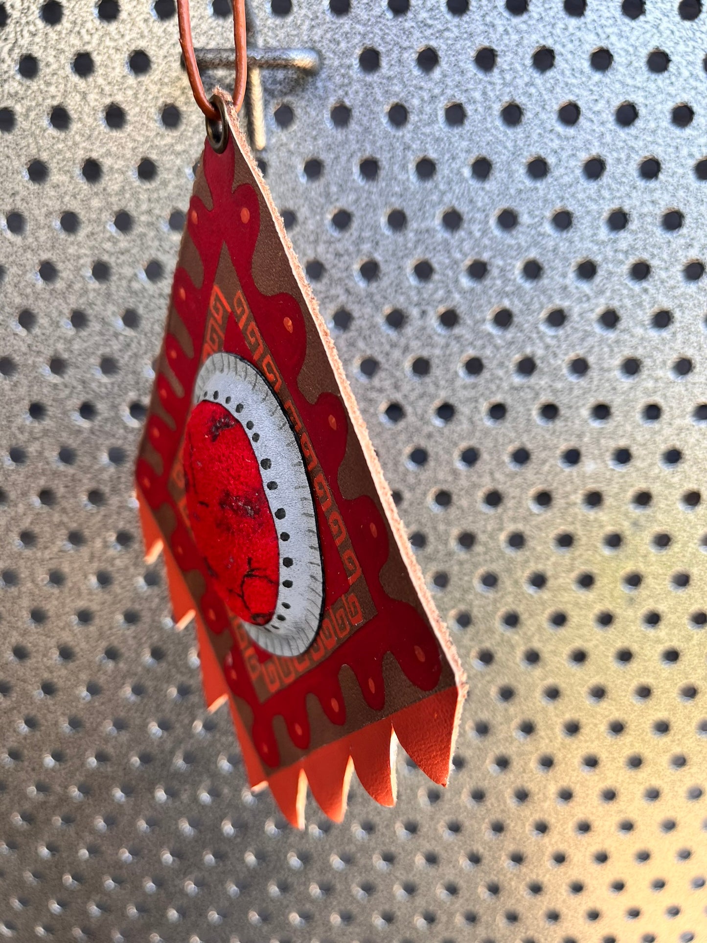 Bright red western leather ornament
