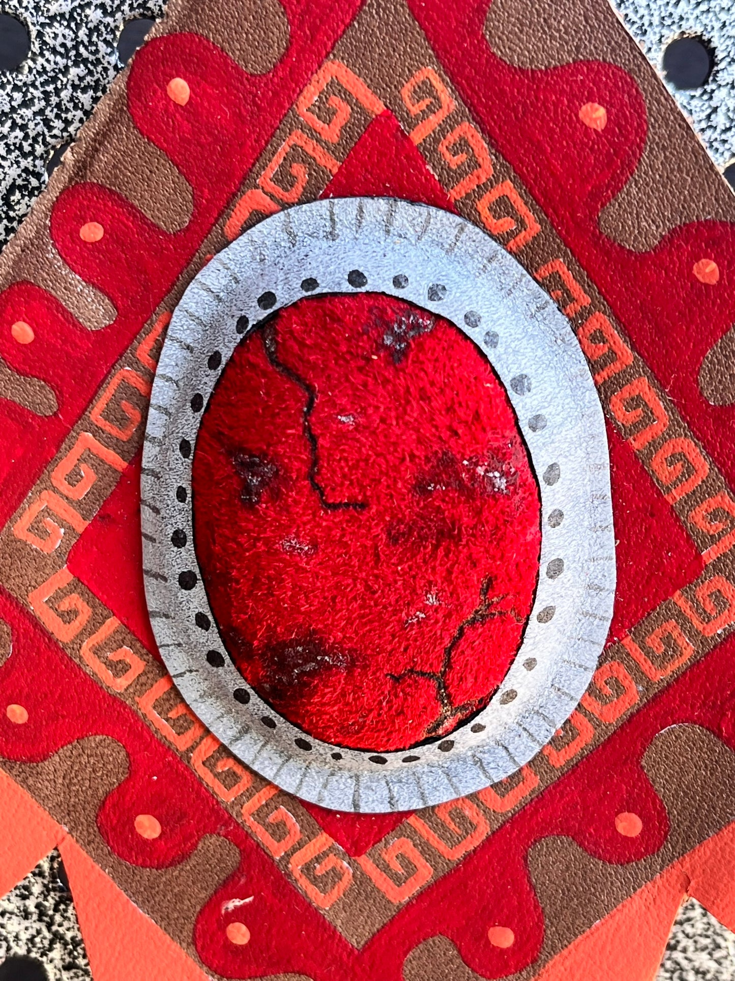 Bright red western leather ornament